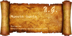 Nyeste Gyula névjegykártya